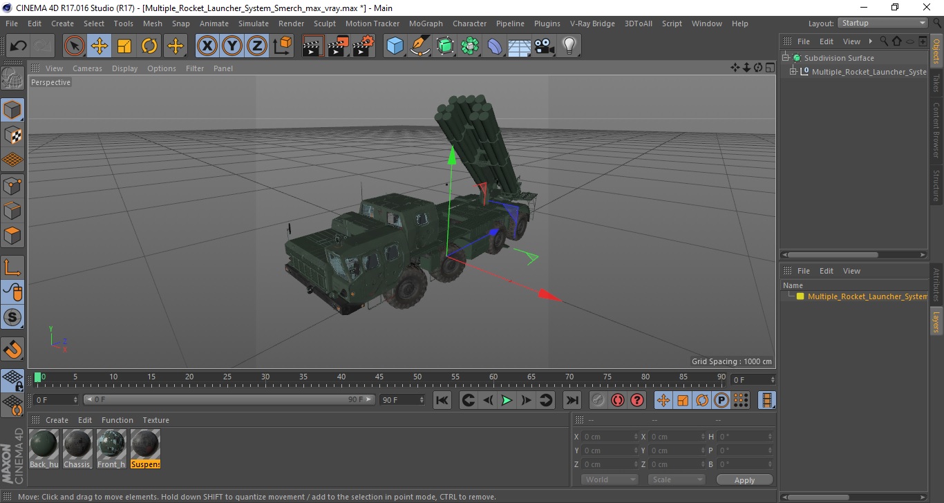 3D Multiple Rocket Launcher System Smerch model