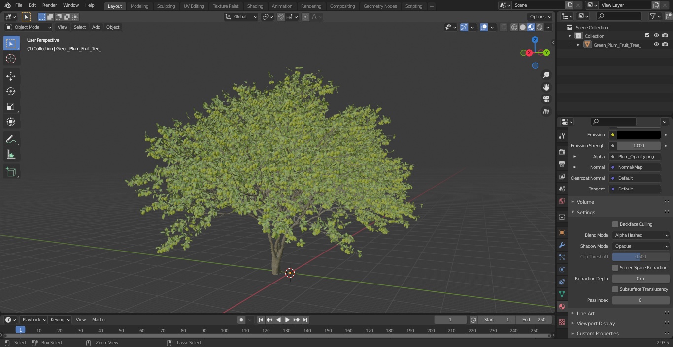 3D Green Plum Fruit Tree