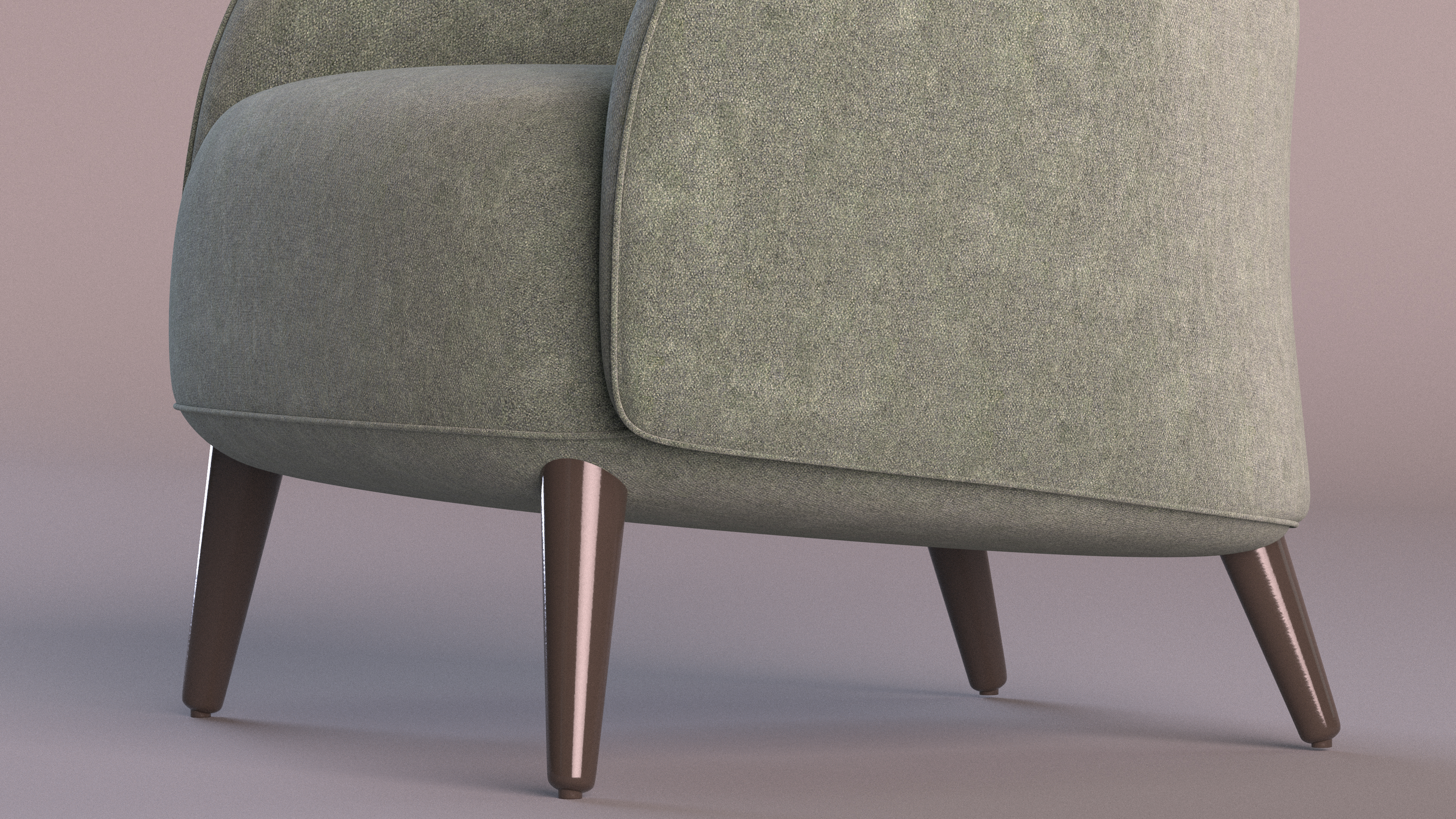 3D Velvet Lounge Arm Chair model