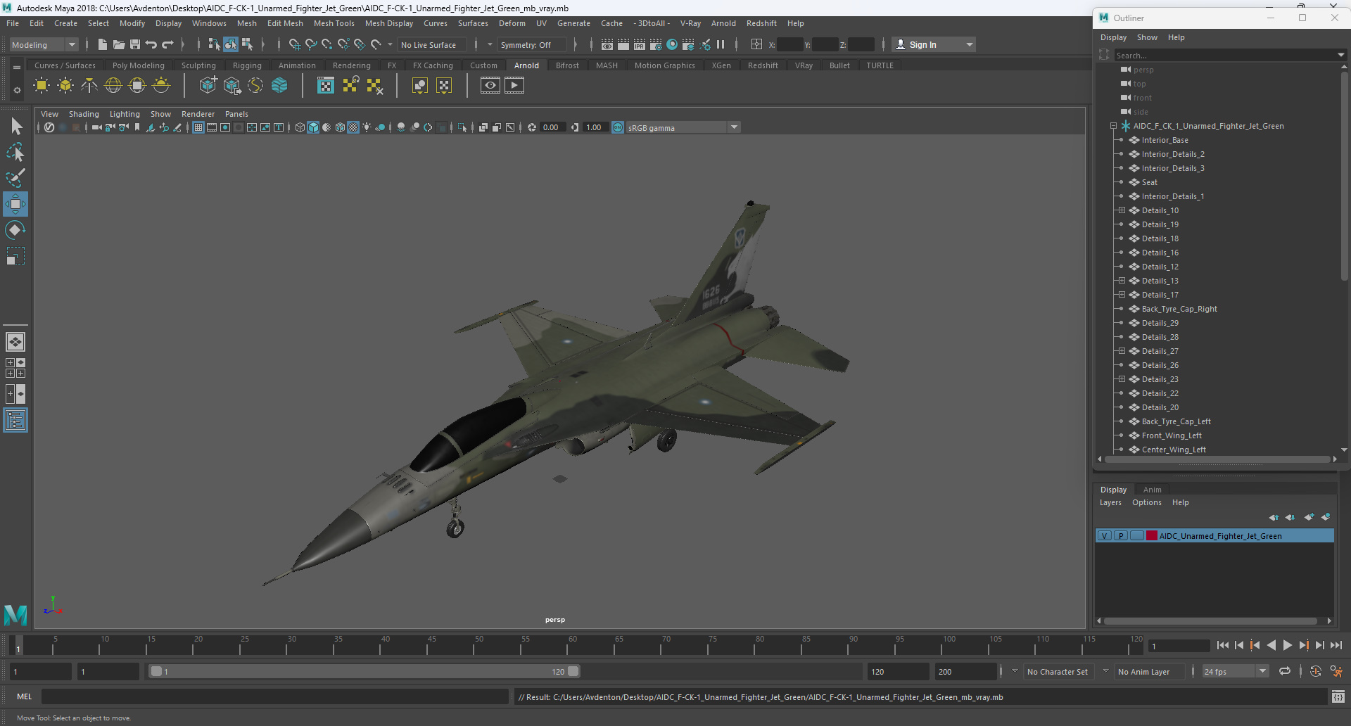 AIDC F-CK-1 Unarmed Fighter Jet Green 3D