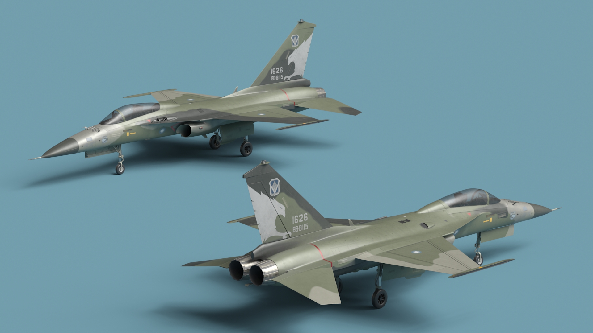 AIDC F-CK-1 Unarmed Fighter Jet Green 3D