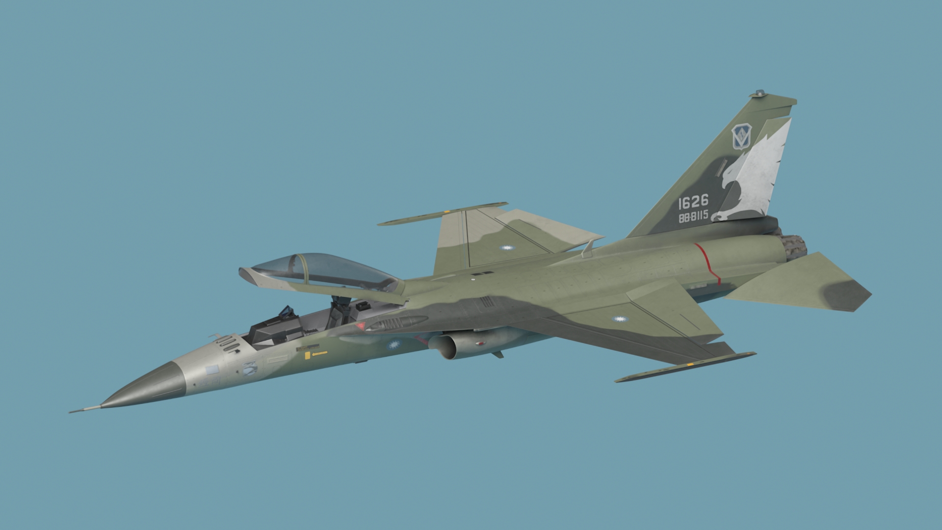 AIDC F-CK-1 Unarmed Fighter Jet Green 3D