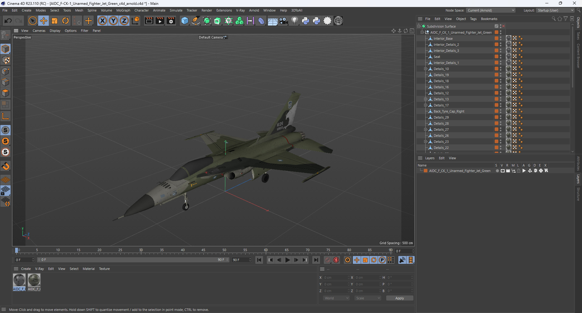 AIDC F-CK-1 Unarmed Fighter Jet Green 3D