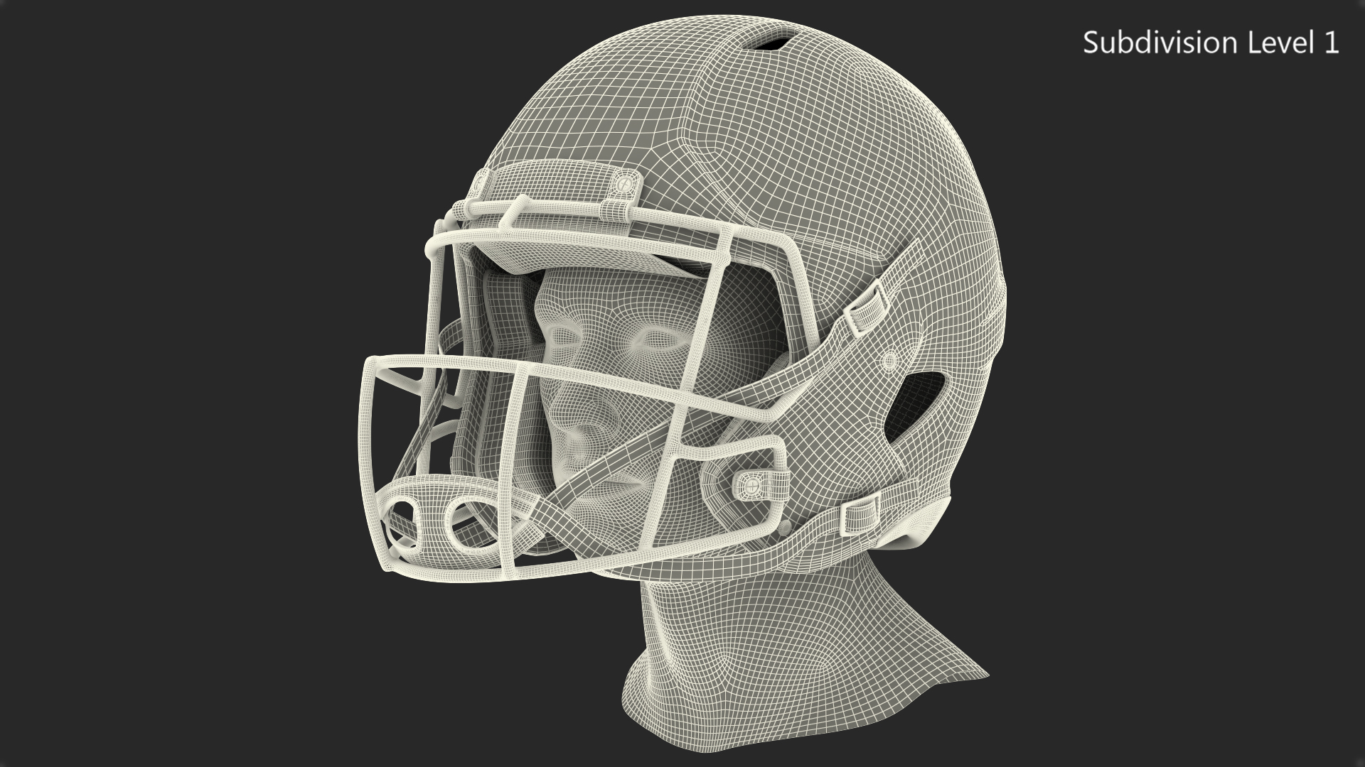 3D Football Helmet on Mannequin Head model