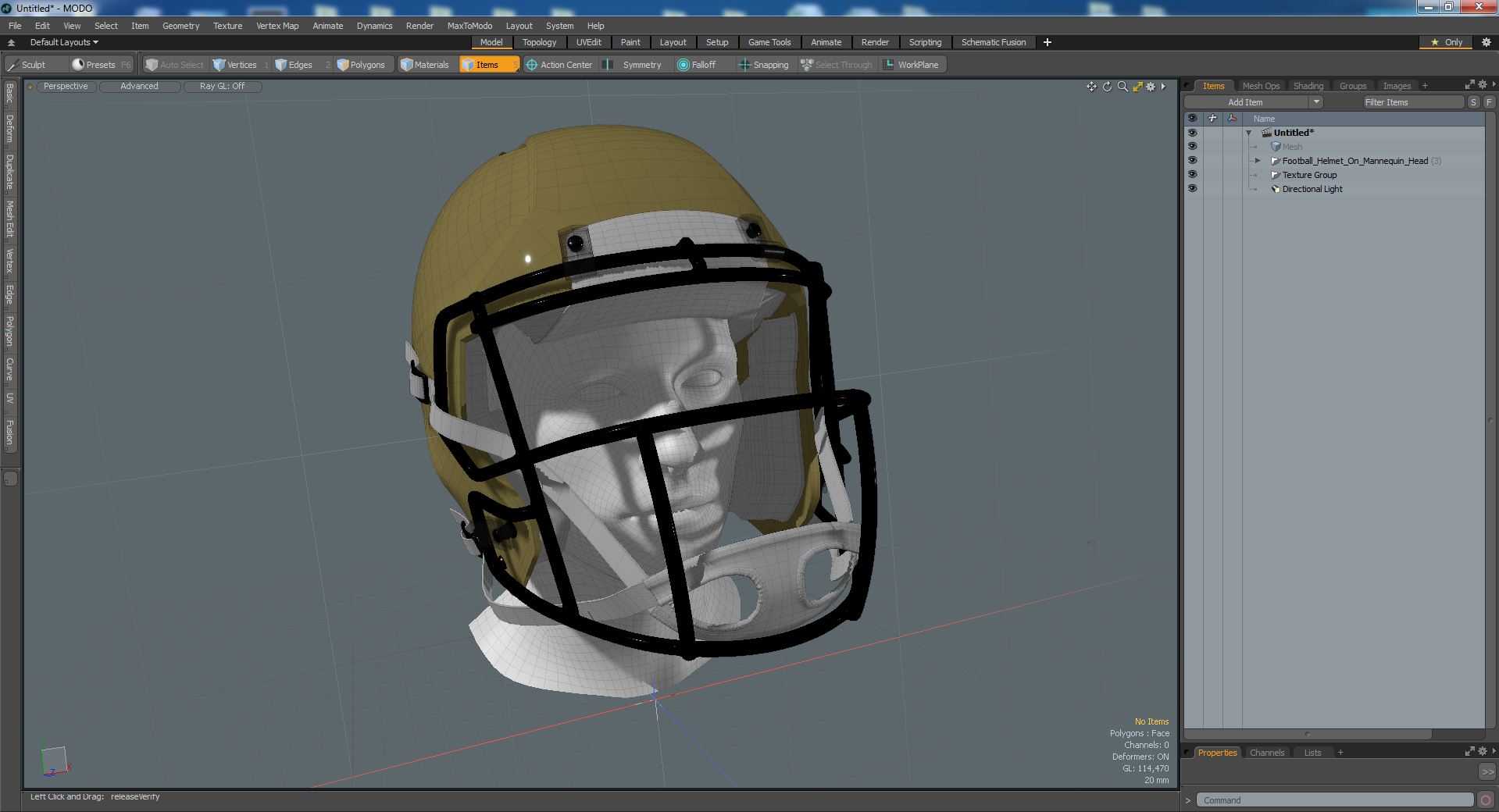 3D Football Helmet on Mannequin Head model