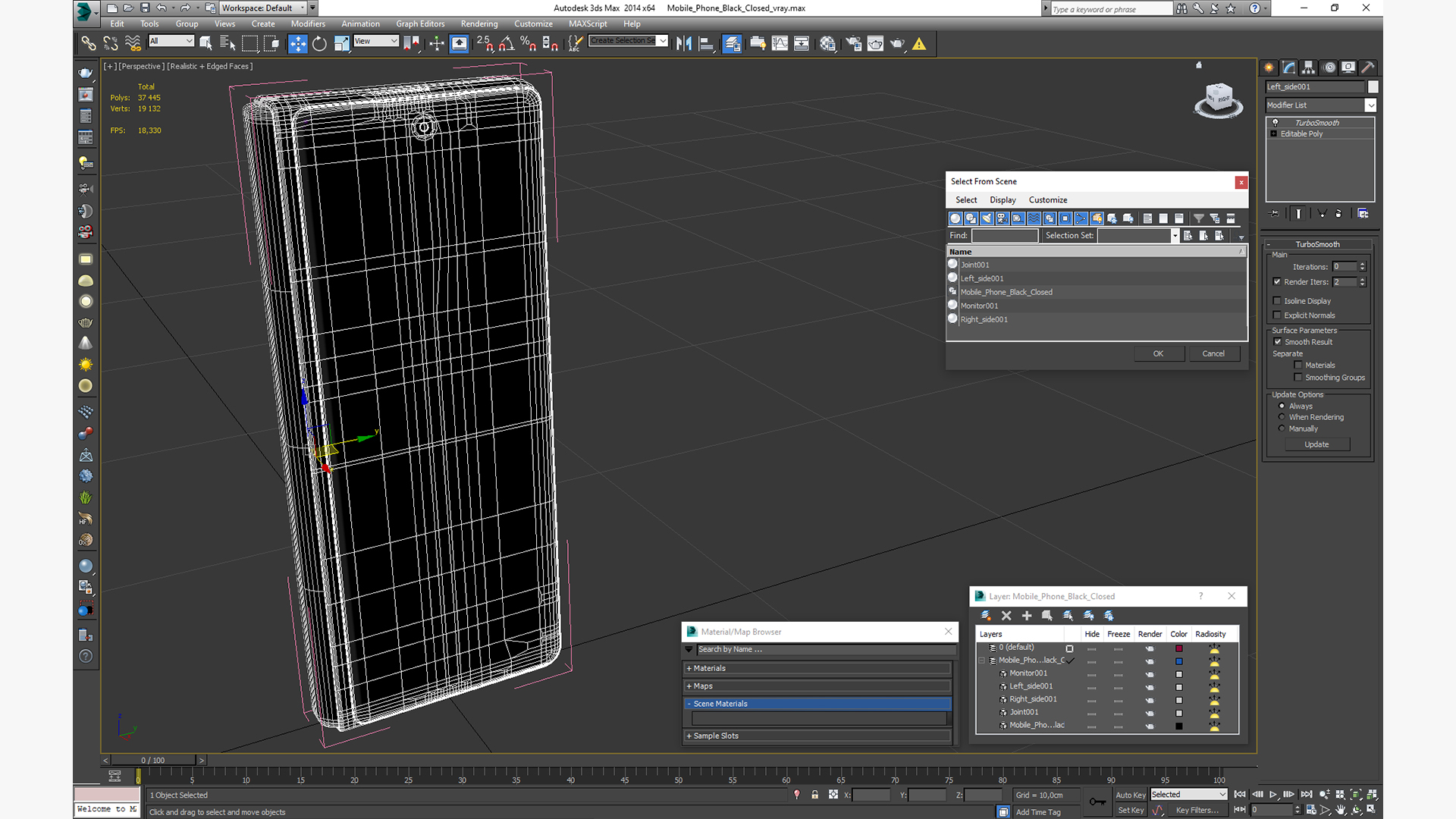 3D model Mobile Phone Black Closed