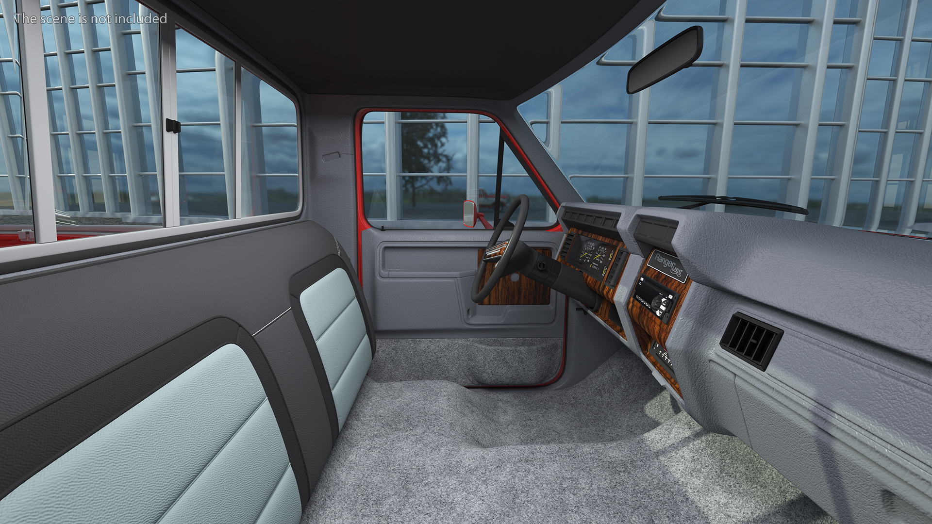 3D model Ford F Series 1980 Pickup Red Simple Interior