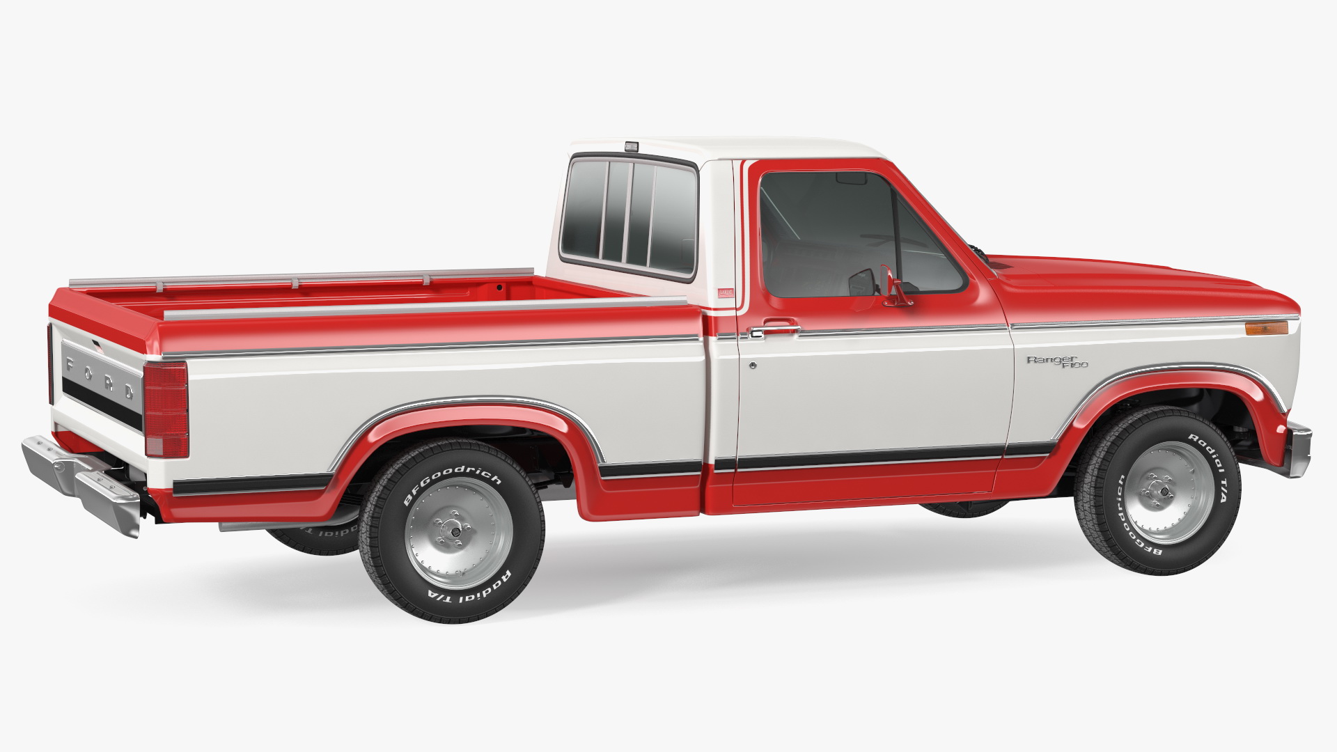 3D model Ford F Series 1980 Pickup Red Simple Interior