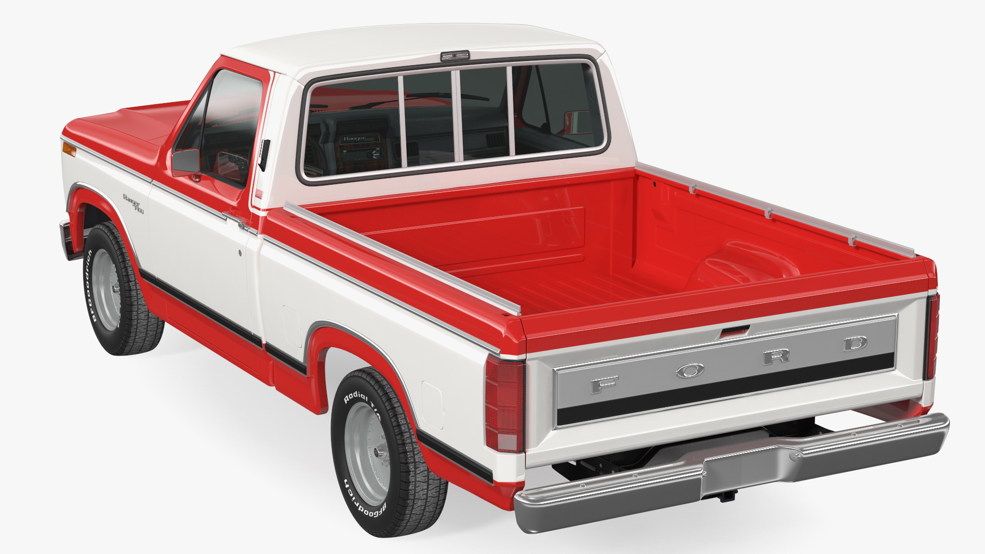 3D model Ford F Series 1980 Pickup Red Simple Interior