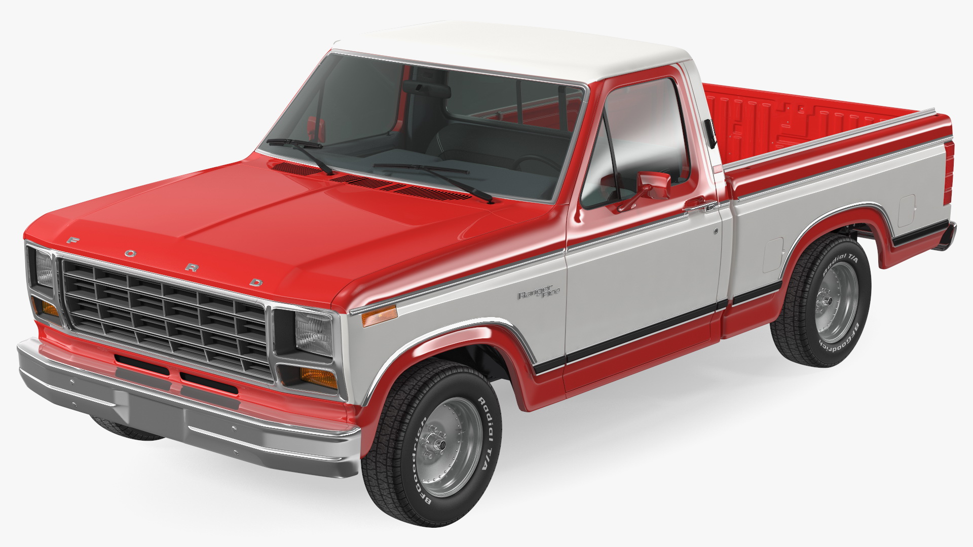 3D model Ford F Series 1980 Pickup Red Simple Interior