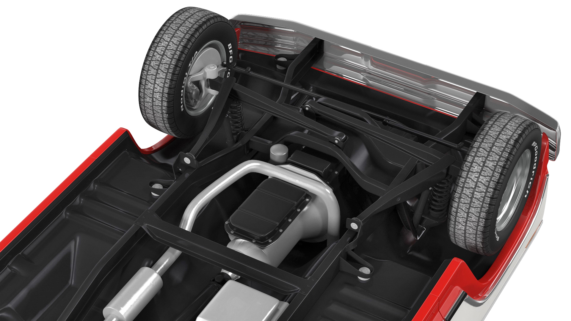3D model Ford F Series 1980 Pickup Red Simple Interior