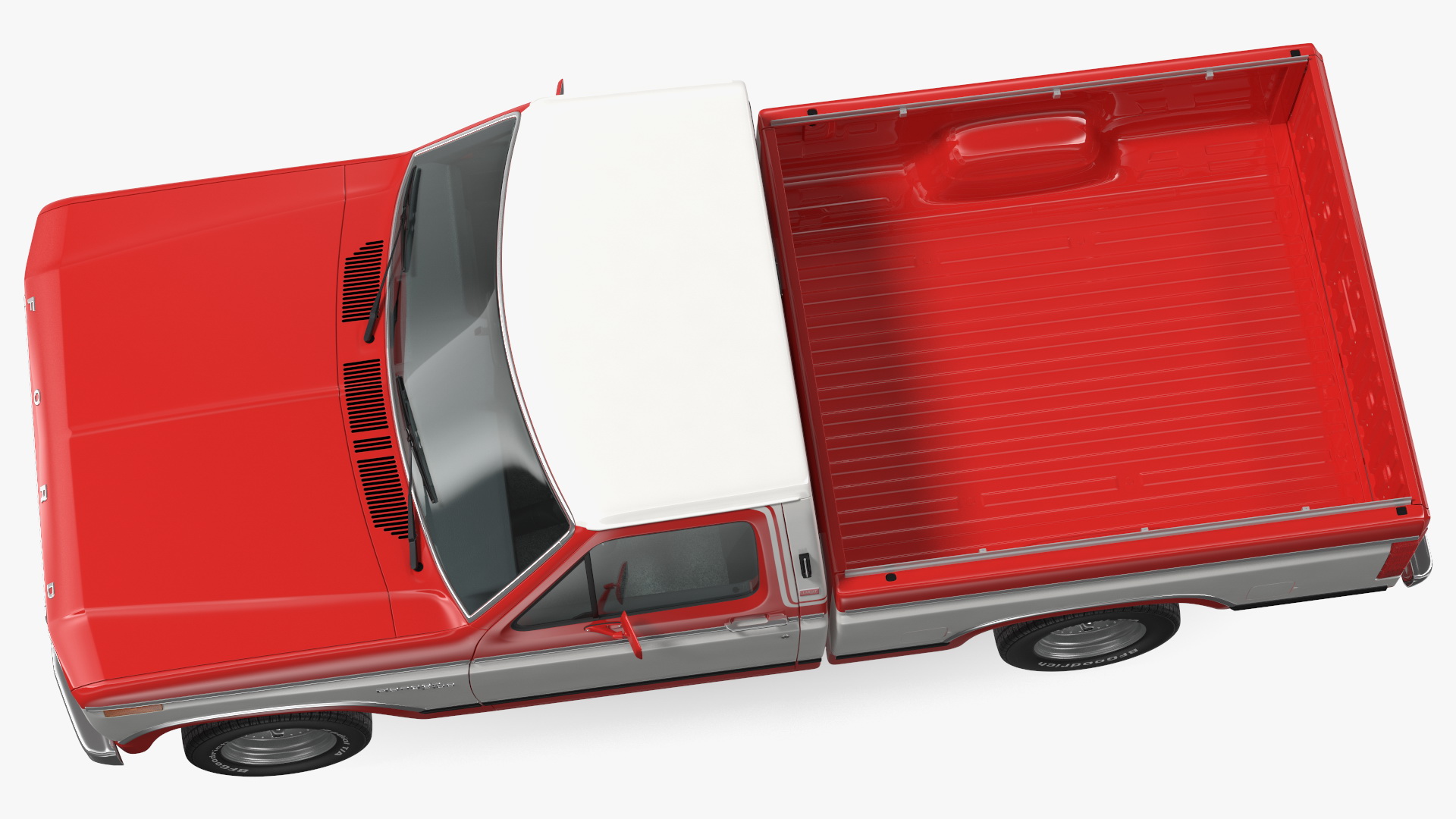 3D model Ford F Series 1980 Pickup Red Simple Interior