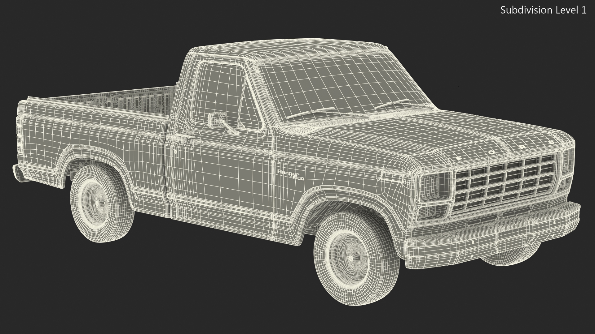 3D model Ford F Series 1980 Pickup Red Simple Interior