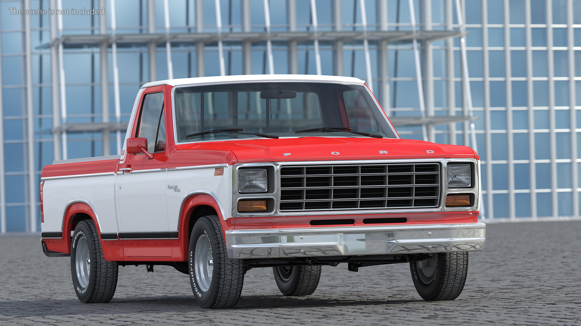 3D model Ford F Series 1980 Pickup Red Simple Interior