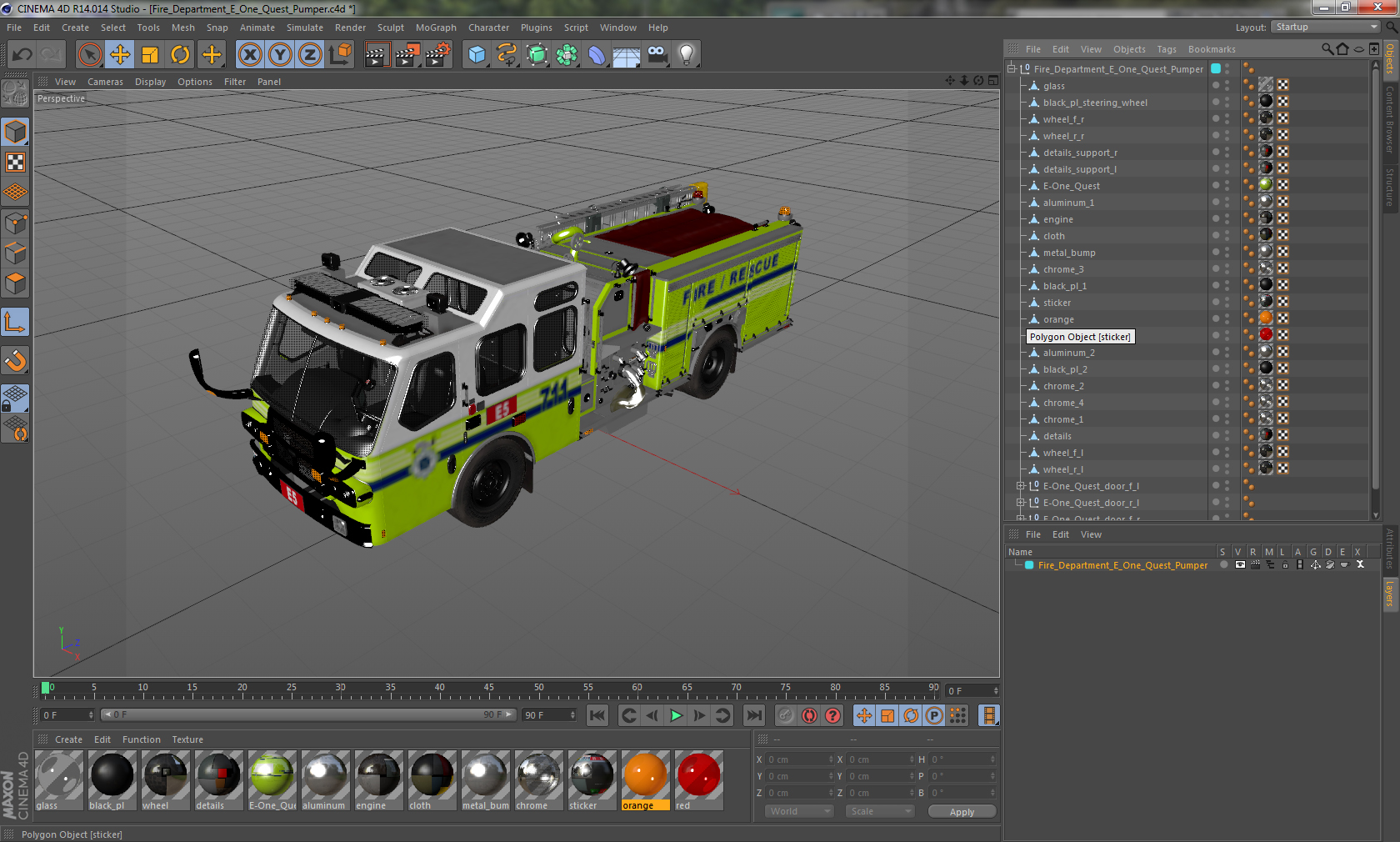 Fire Department E One Quest Pumper 3D model