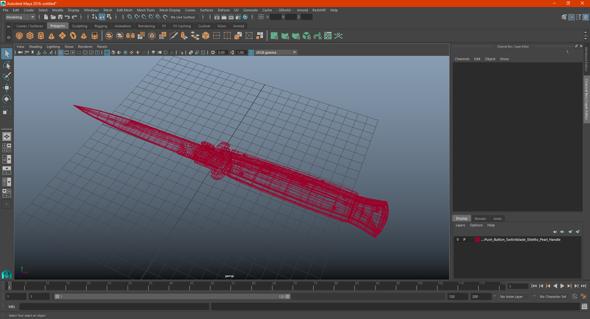 3D model Push Button Switchblade Stiletto Pearl Handle