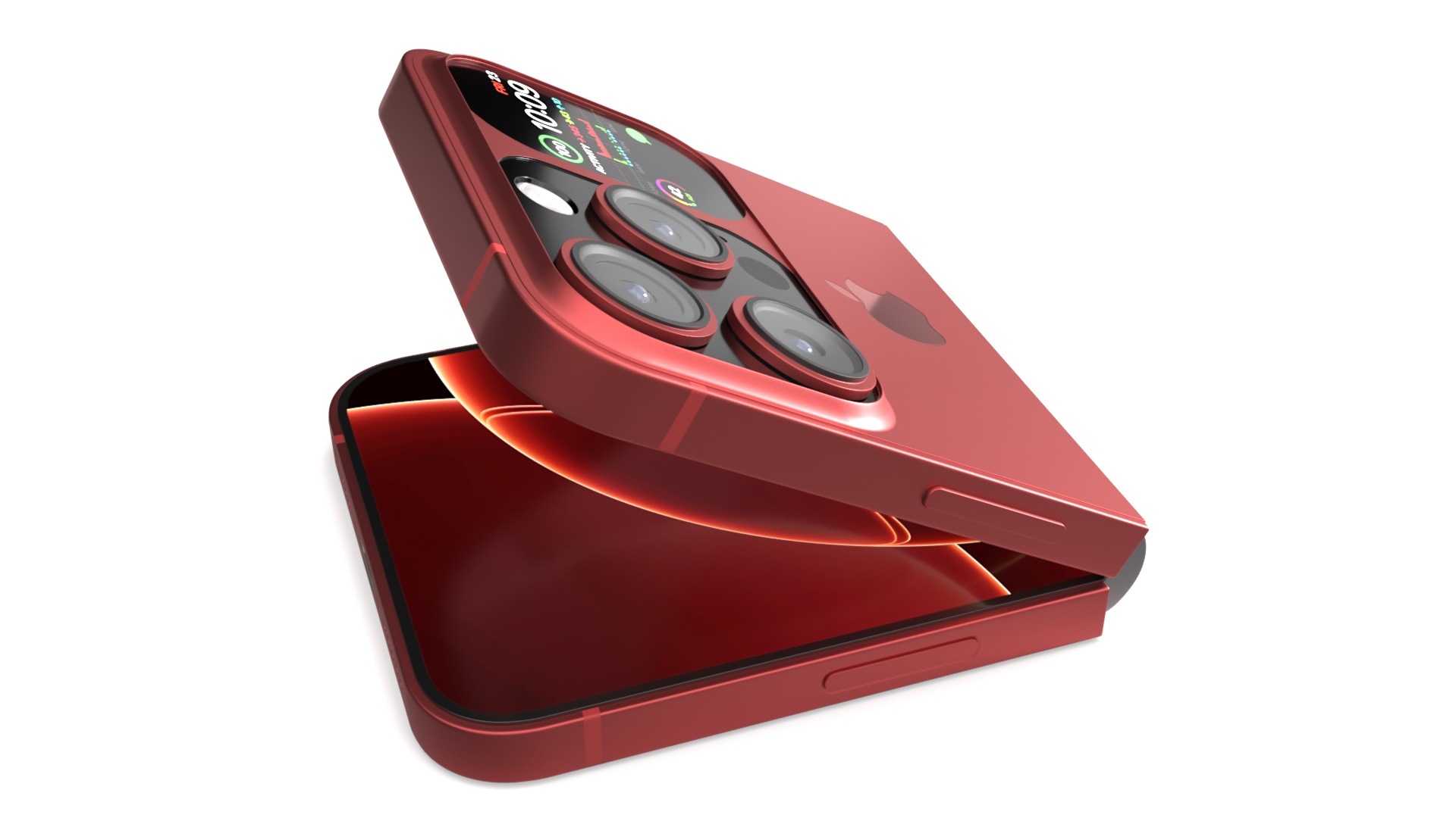 3D model iPhone Flip Crimson Red Rigged