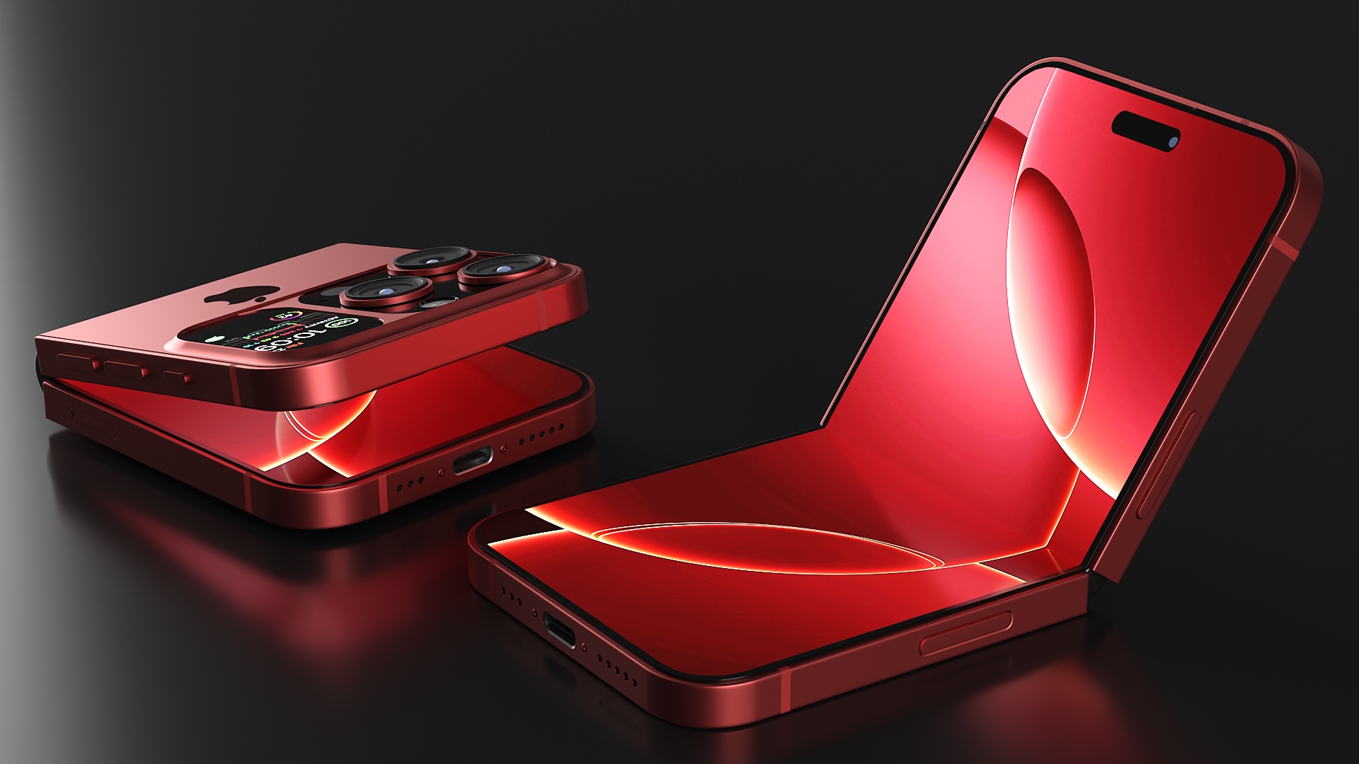 3D model iPhone Flip Crimson Red Rigged
