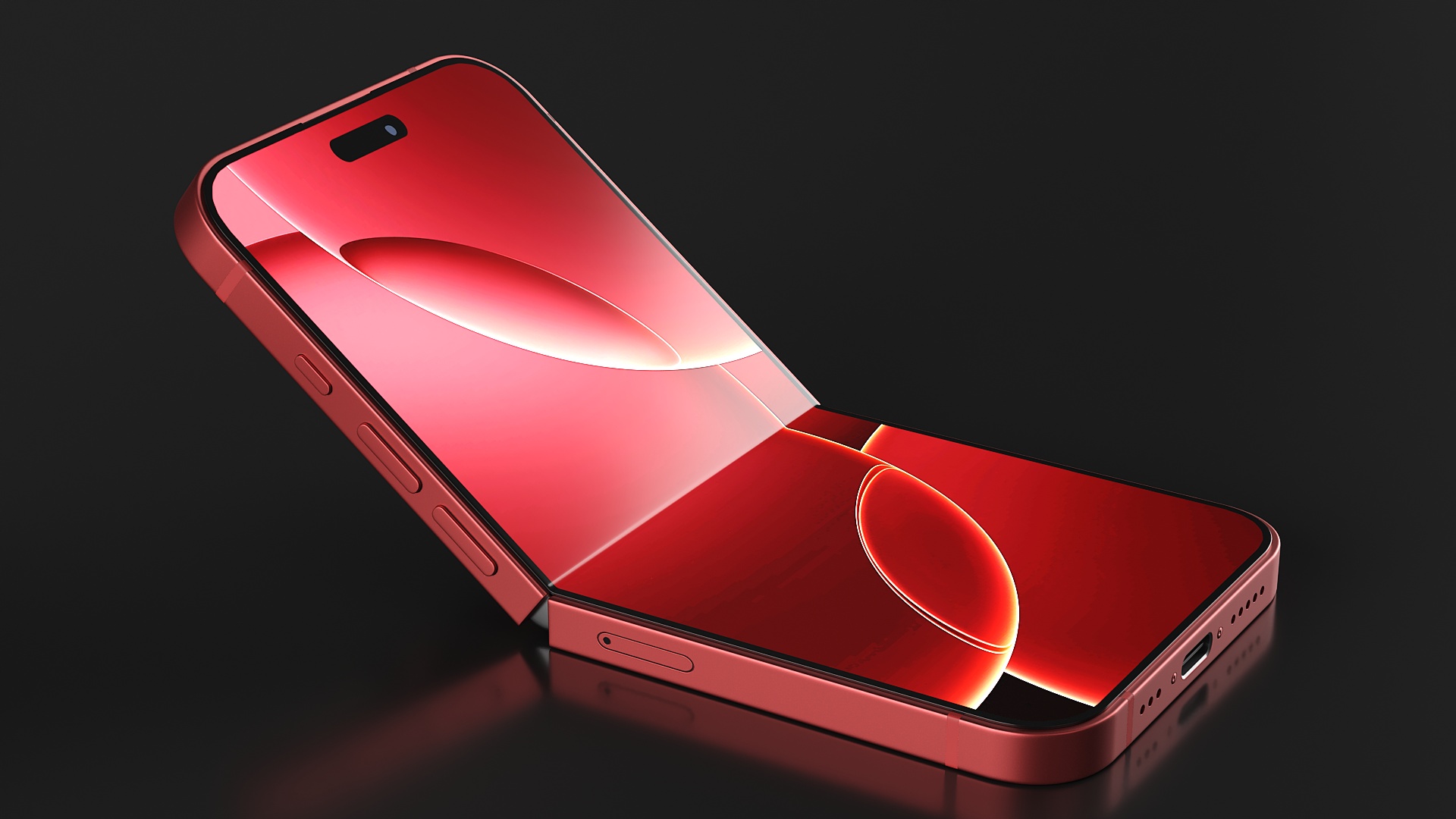 3D model iPhone Flip Crimson Red Rigged