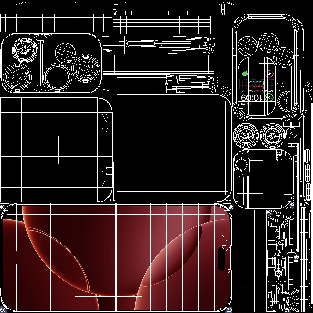 3D model iPhone Flip Crimson Red Rigged