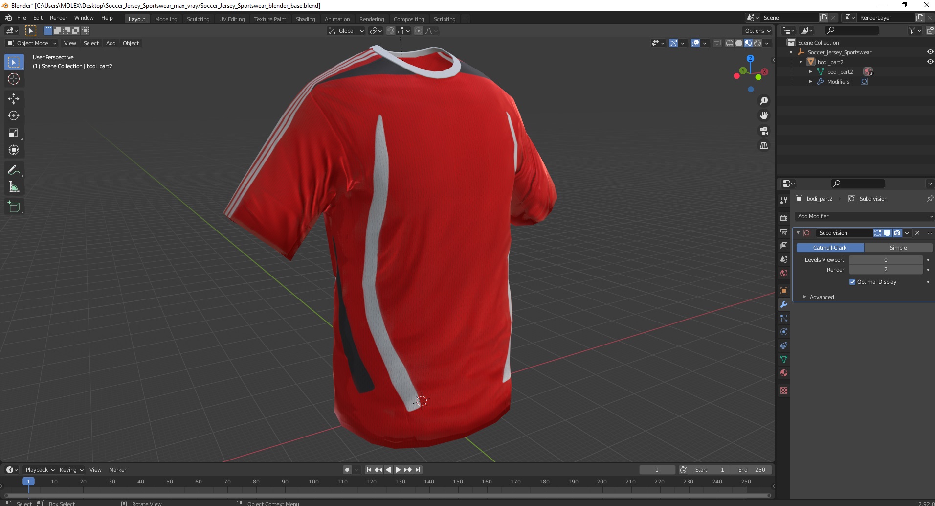Soccer Jersey Sportswear 3D model