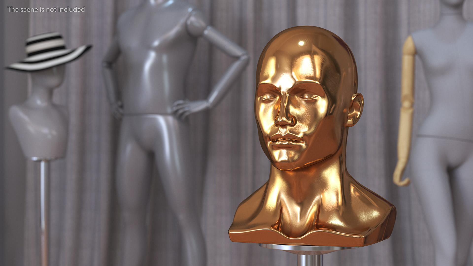 3D Male Mannequin Head Golden