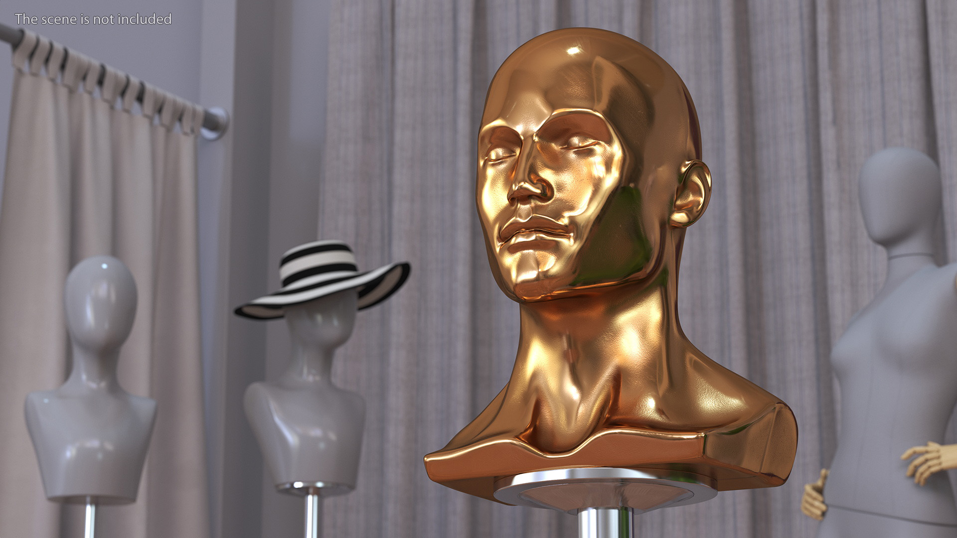 3D Male Mannequin Head Golden