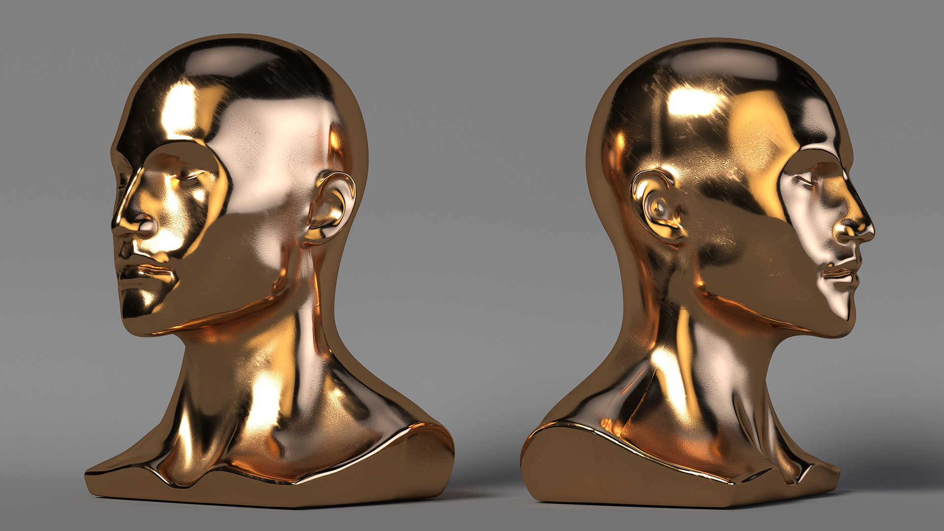 3D Male Mannequin Head Golden