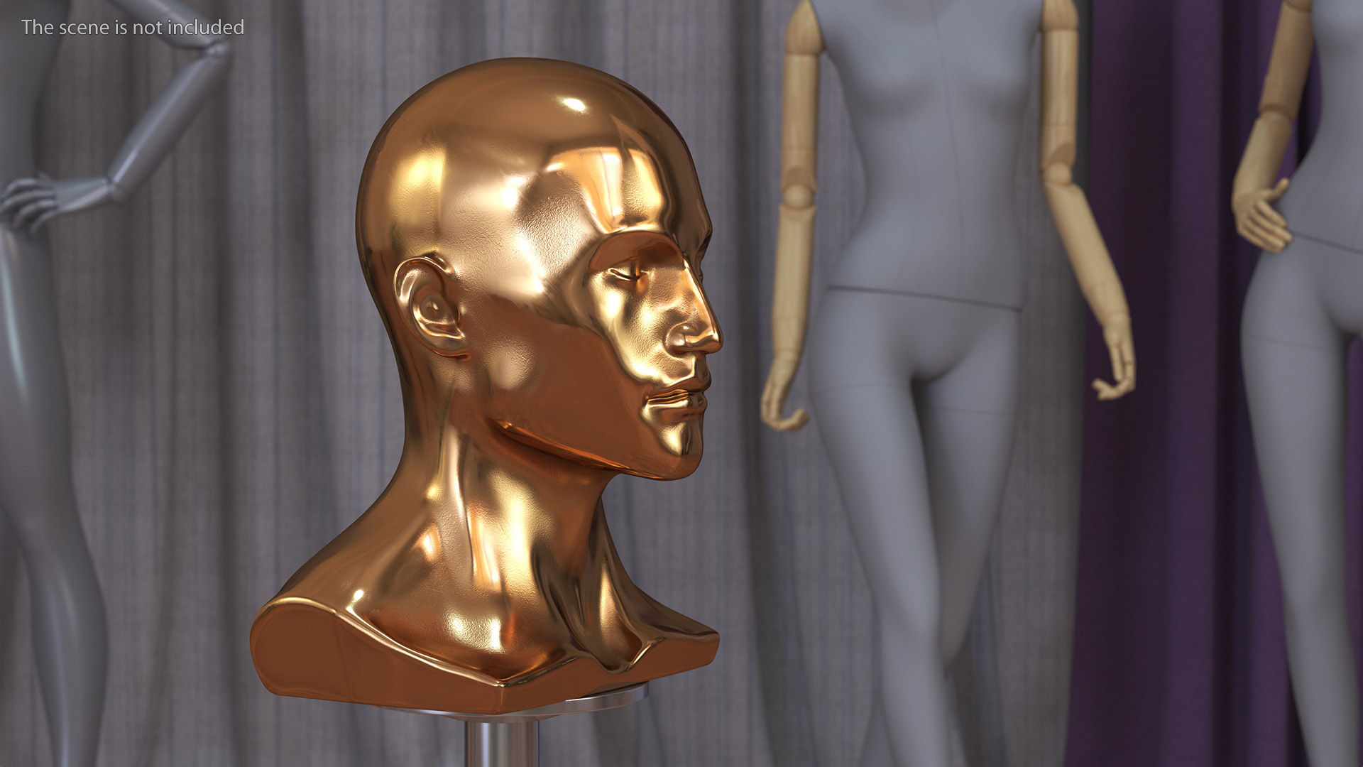 3D Male Mannequin Head Golden