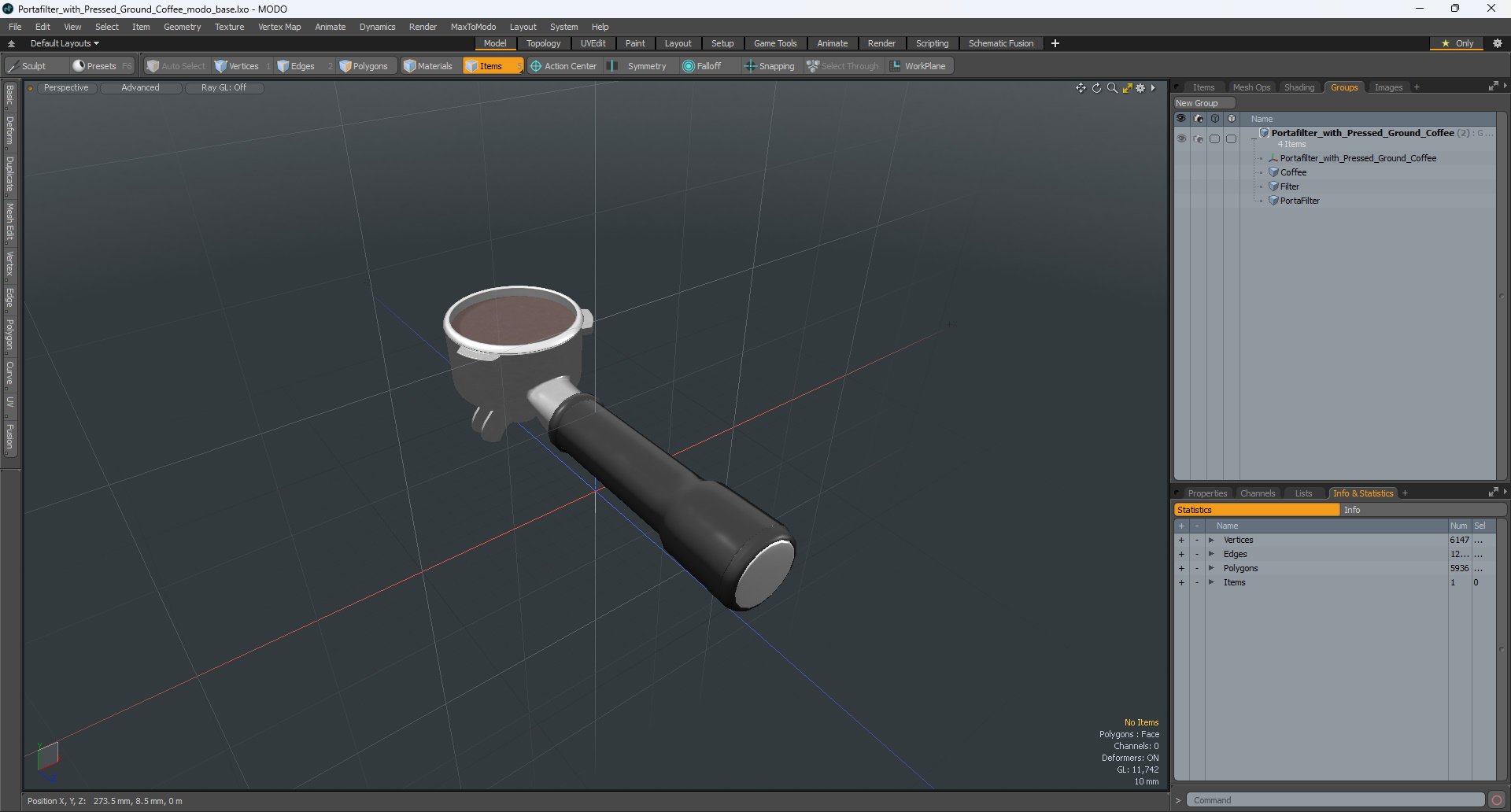 3D Portafilter with Pressed Ground Coffee model