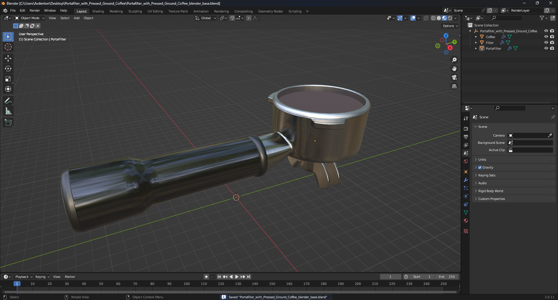 3D Portafilter with Pressed Ground Coffee model