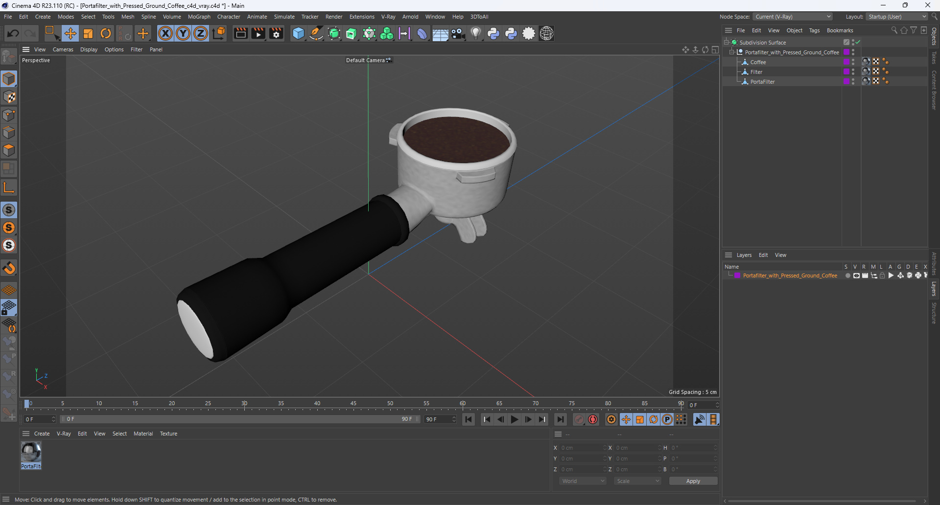 3D Portafilter with Pressed Ground Coffee model