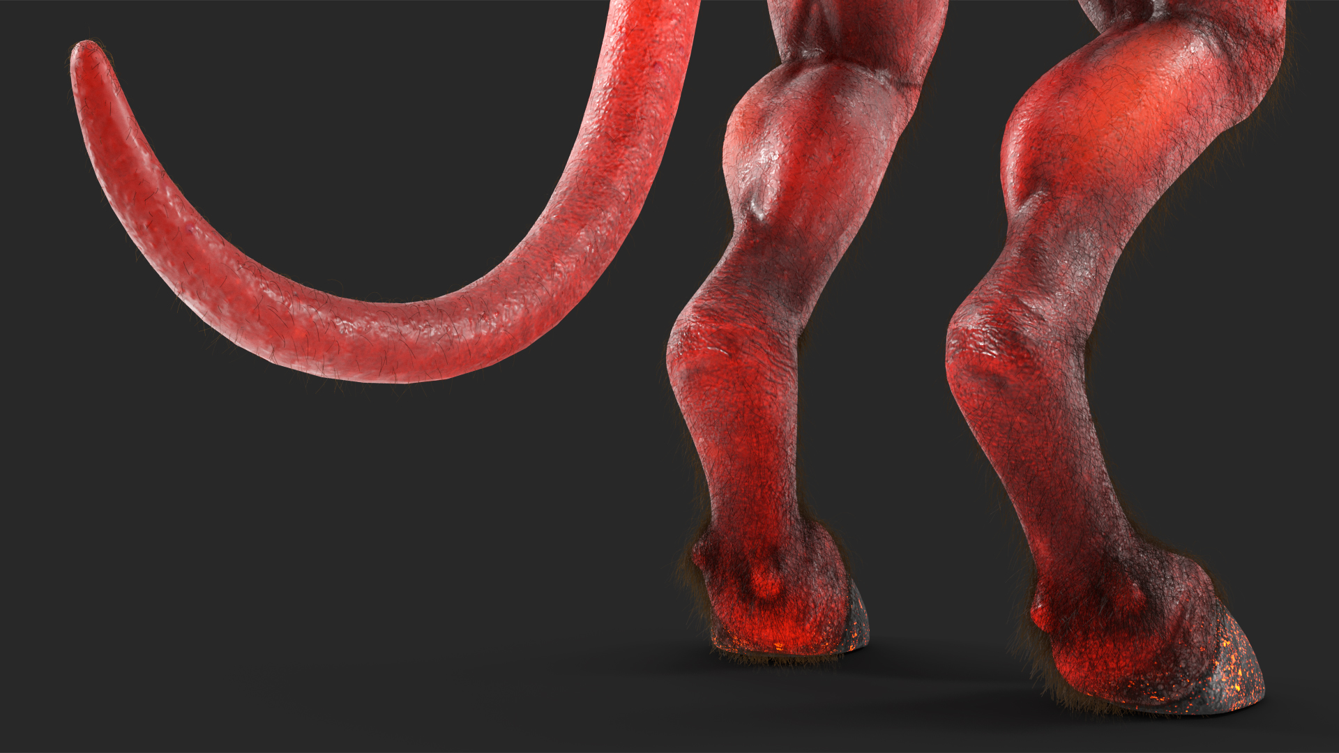 3D model Devil Character with Trident Neutral Pose Fur