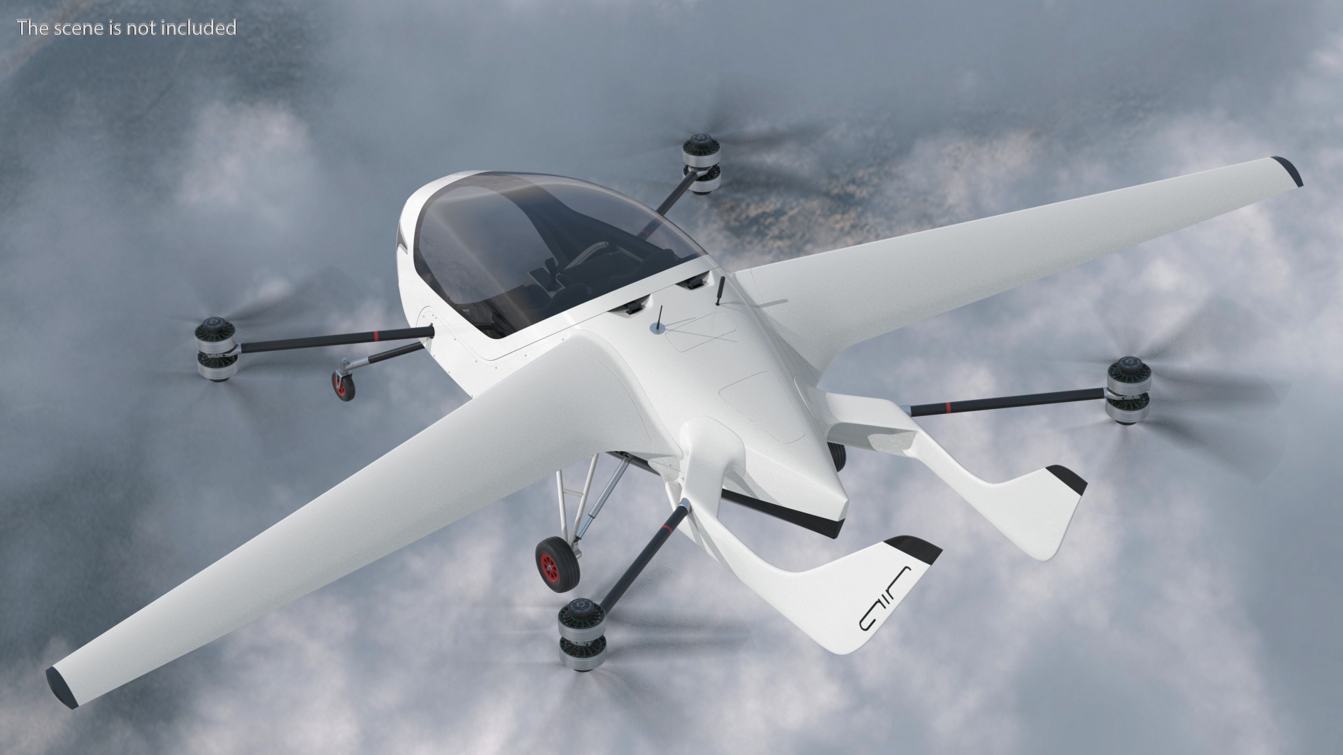 3D eVTOL Air One Two Seater Aeroplane Rigged