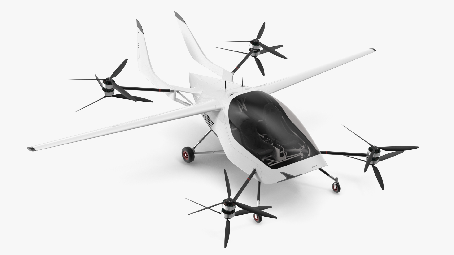 3D eVTOL Air One Two Seater Aeroplane Rigged