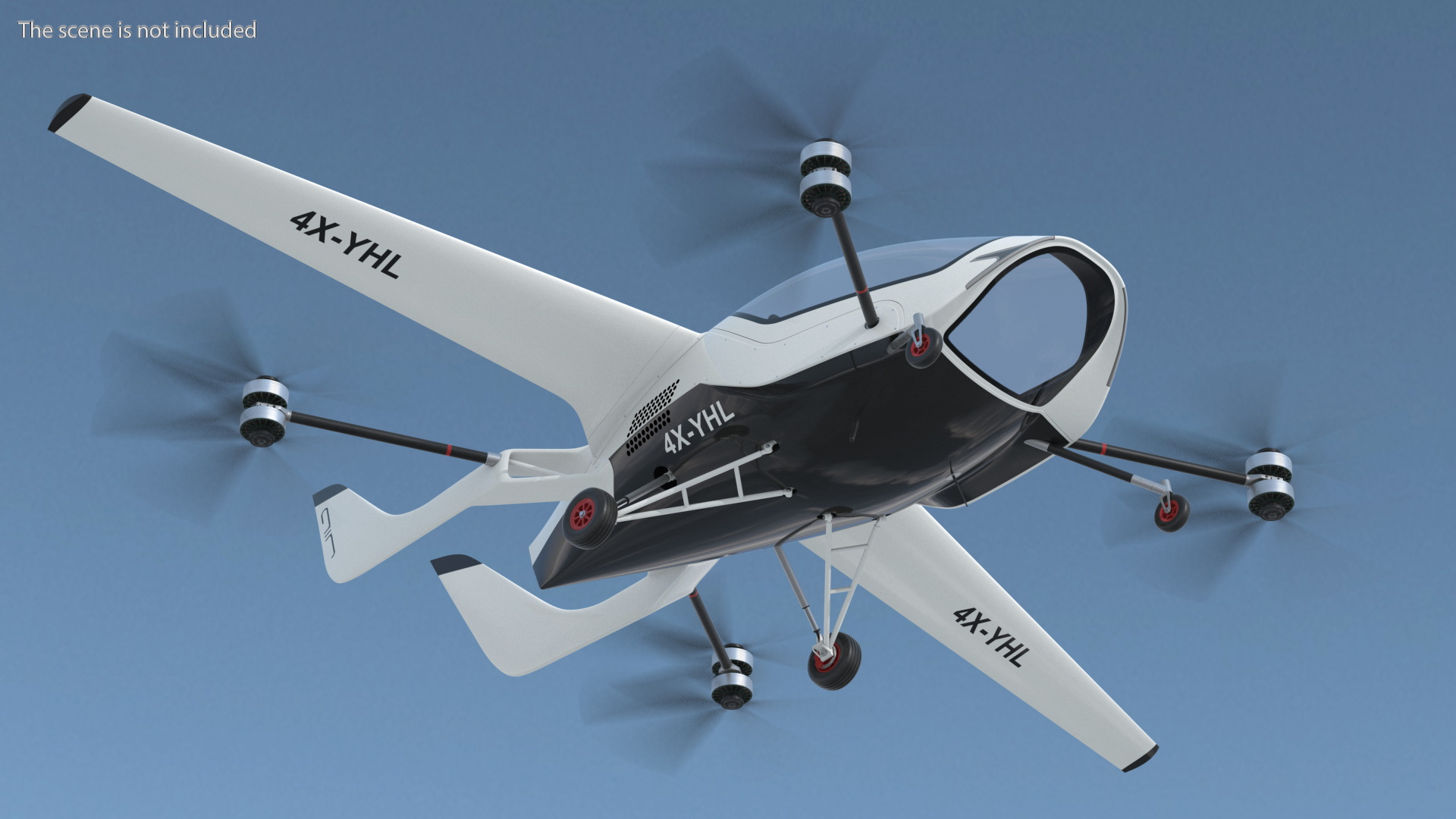 3D eVTOL Air One Two Seater Aeroplane Rigged