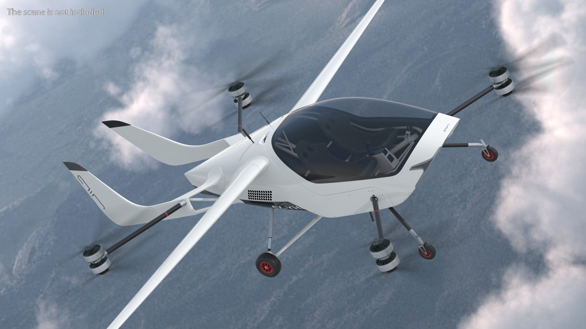 3D eVTOL Air One Two Seater Aeroplane Rigged