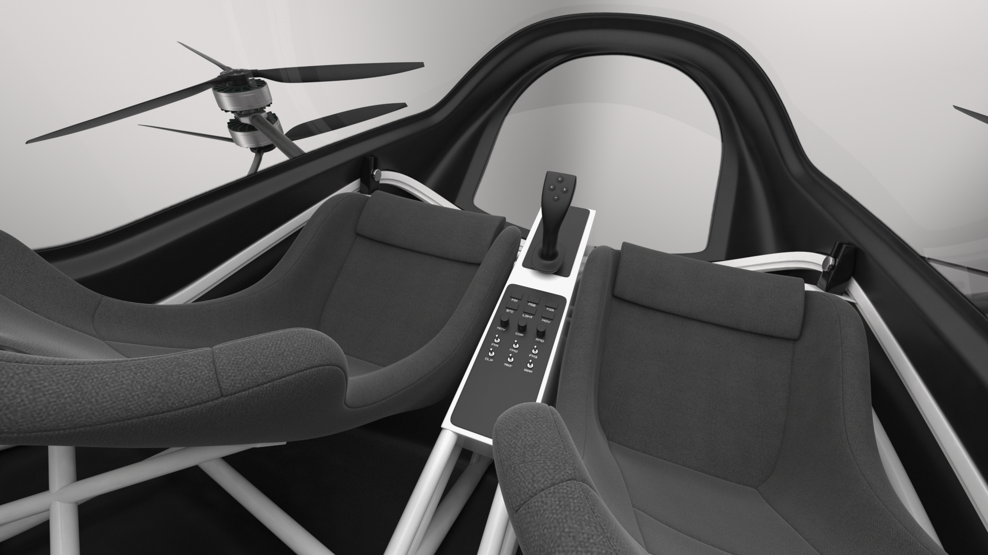 3D eVTOL Air One Two Seater Aeroplane Rigged