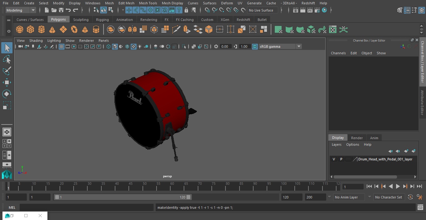 3D model Drum Head with Pedal