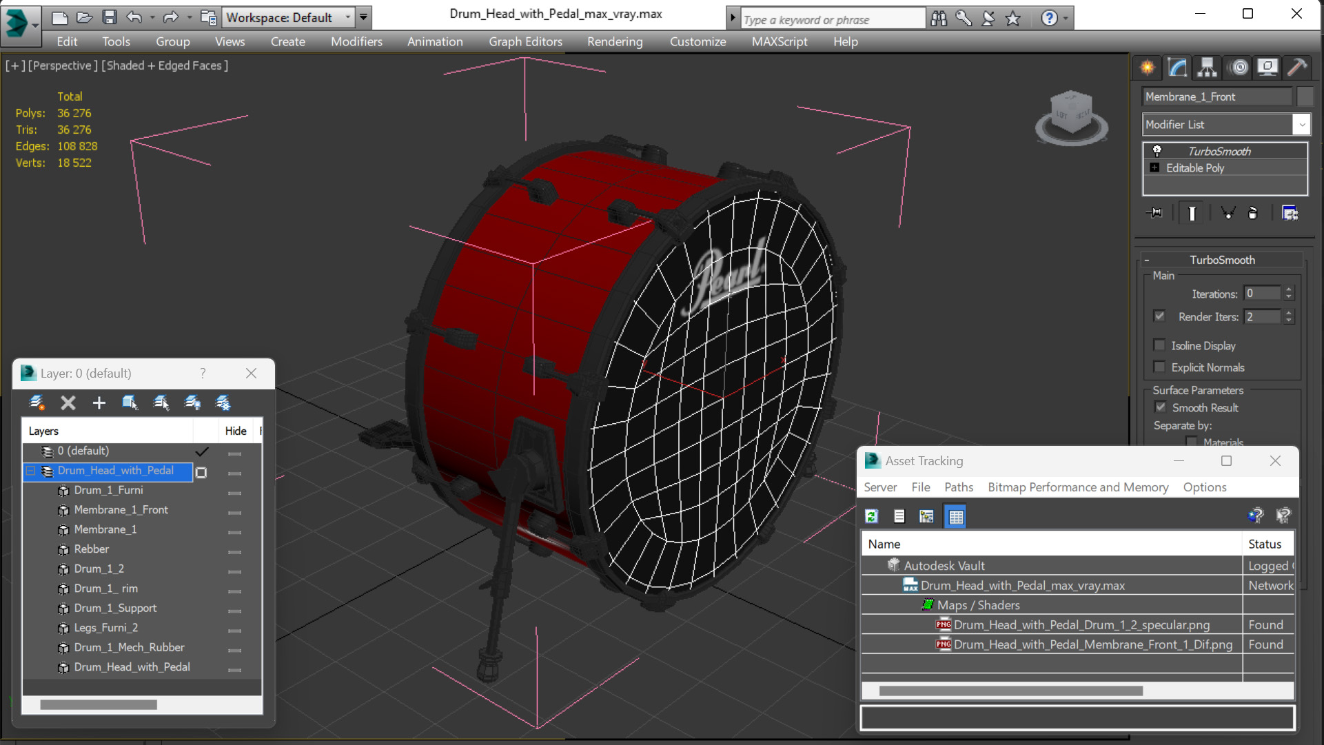 3D model Drum Head with Pedal