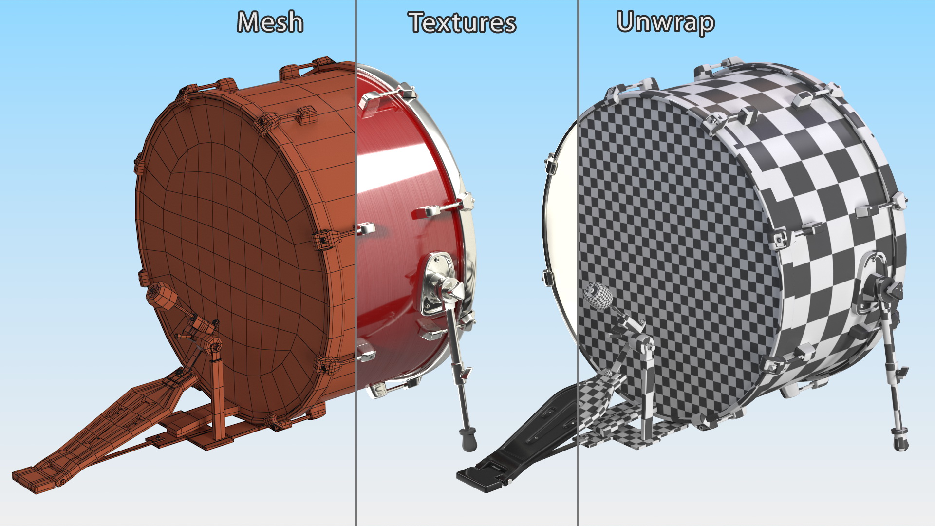 3D model Drum Head with Pedal