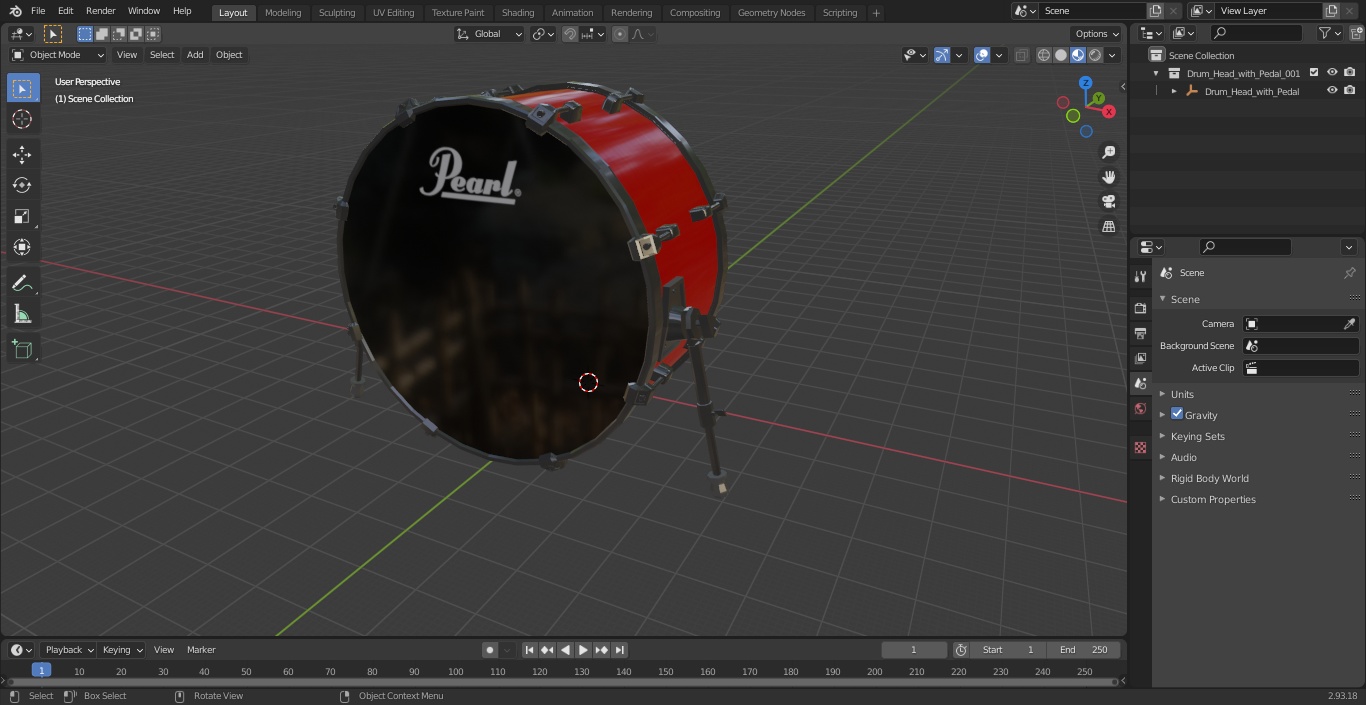 3D model Drum Head with Pedal