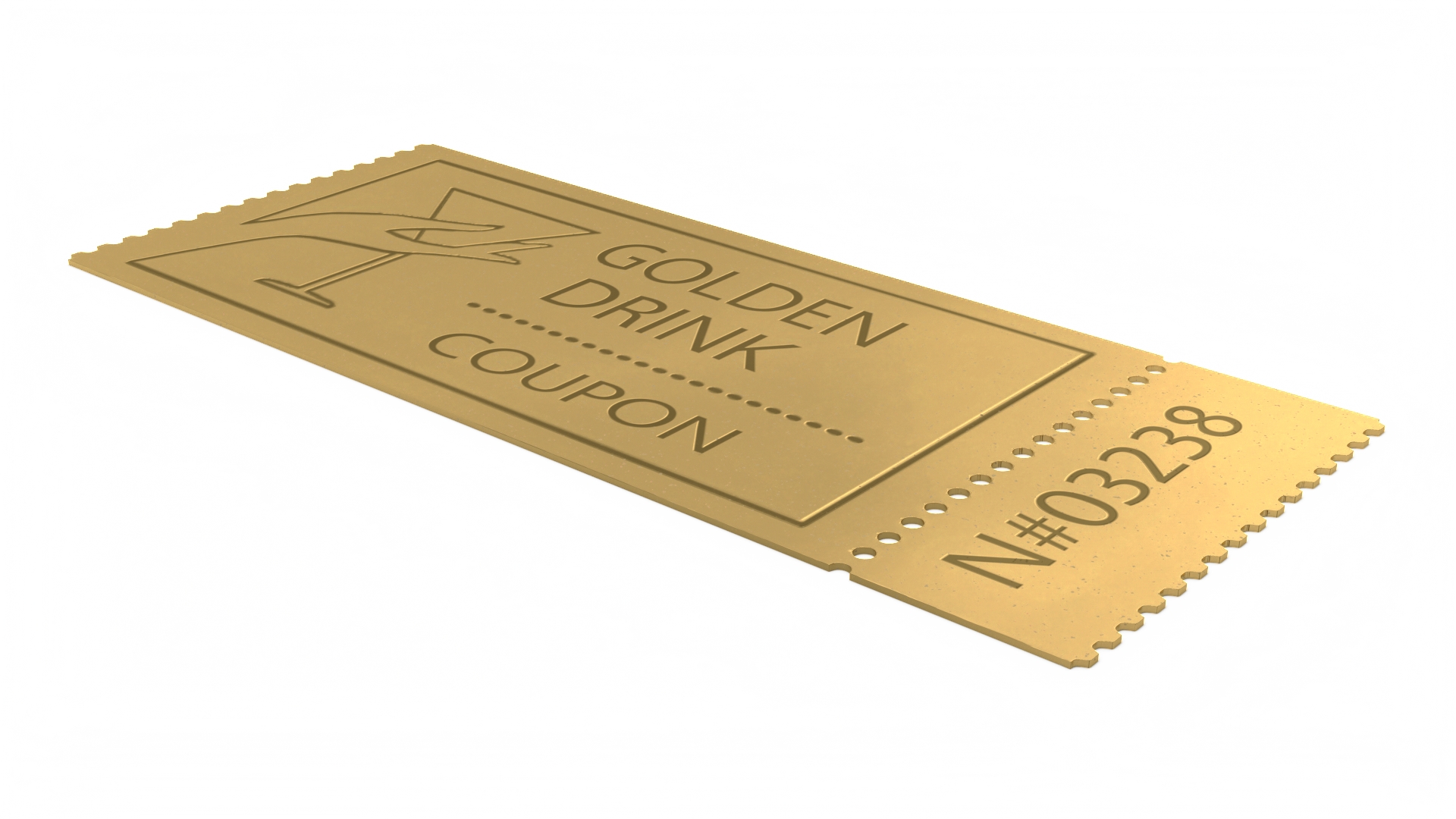 3D Drink Golden Coupon Ticket