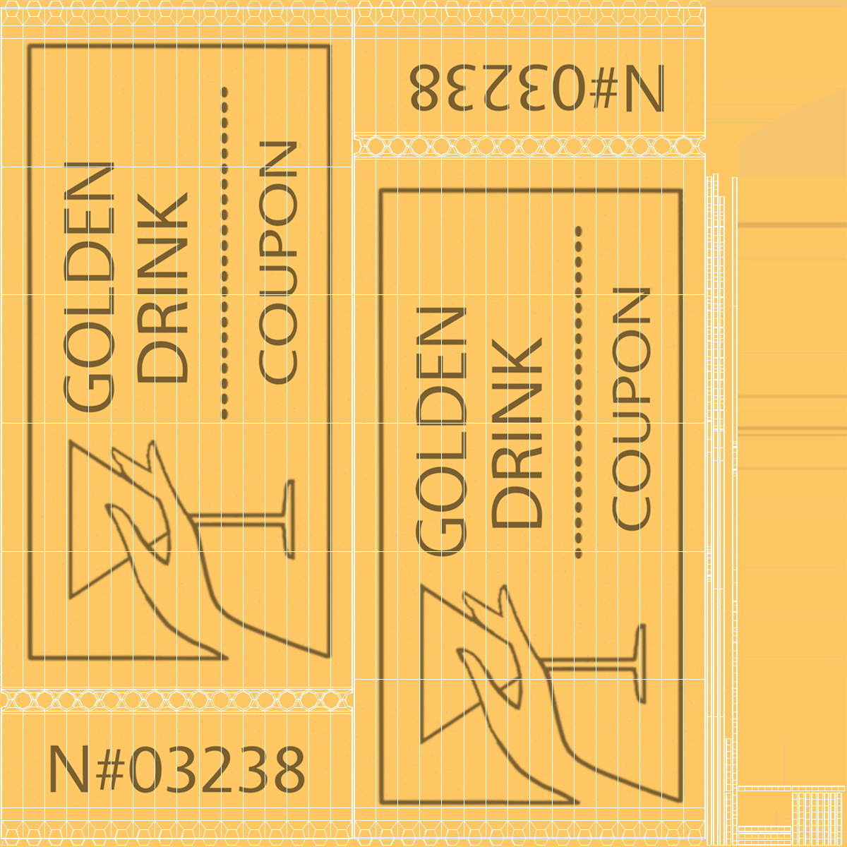 3D Drink Golden Coupon Ticket