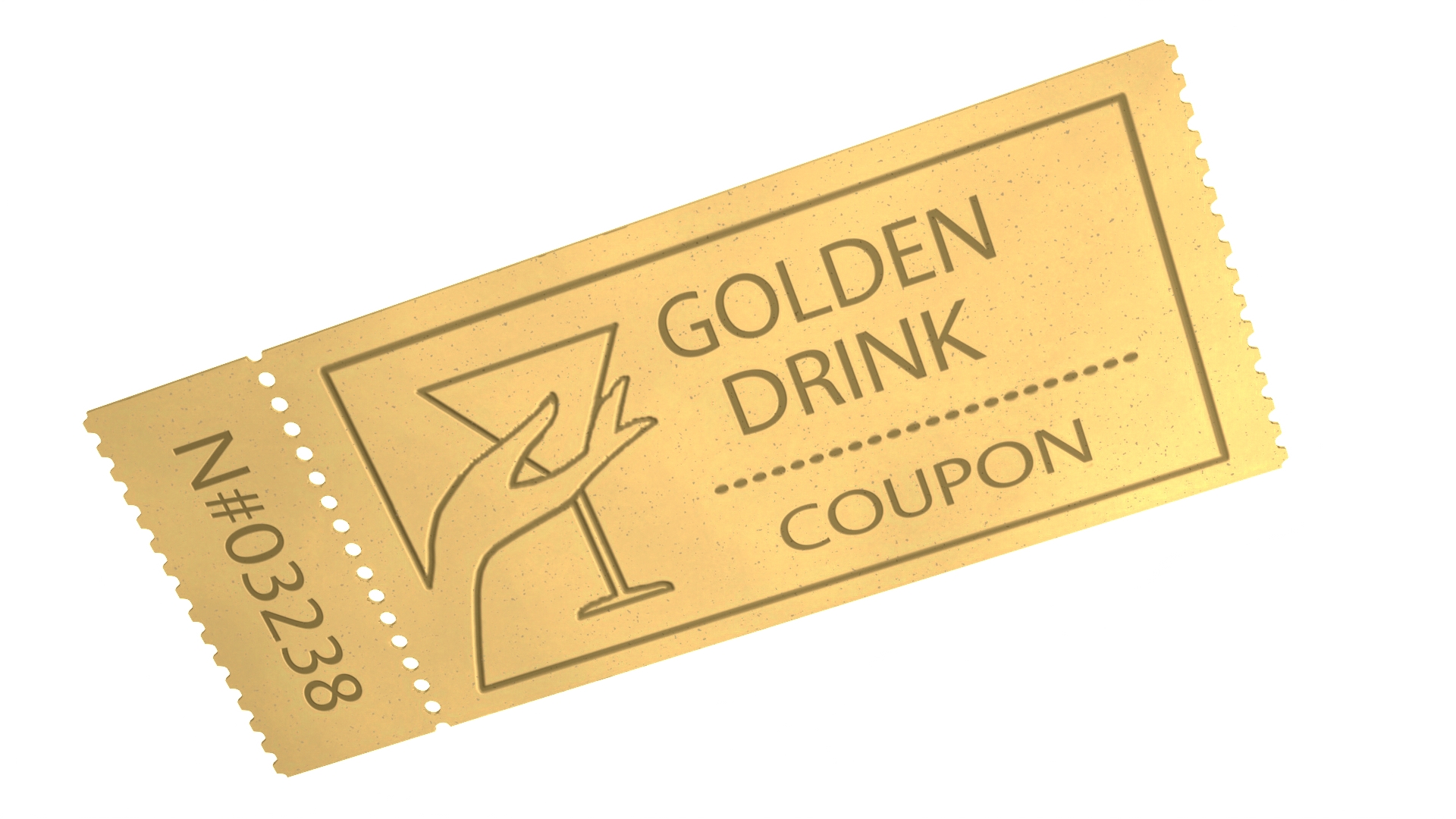 3D Drink Golden Coupon Ticket