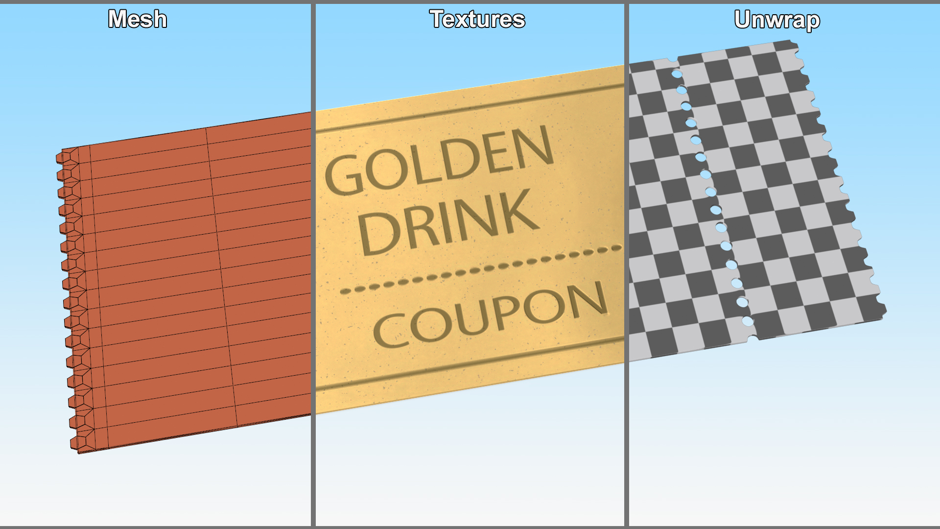 3D Drink Golden Coupon Ticket