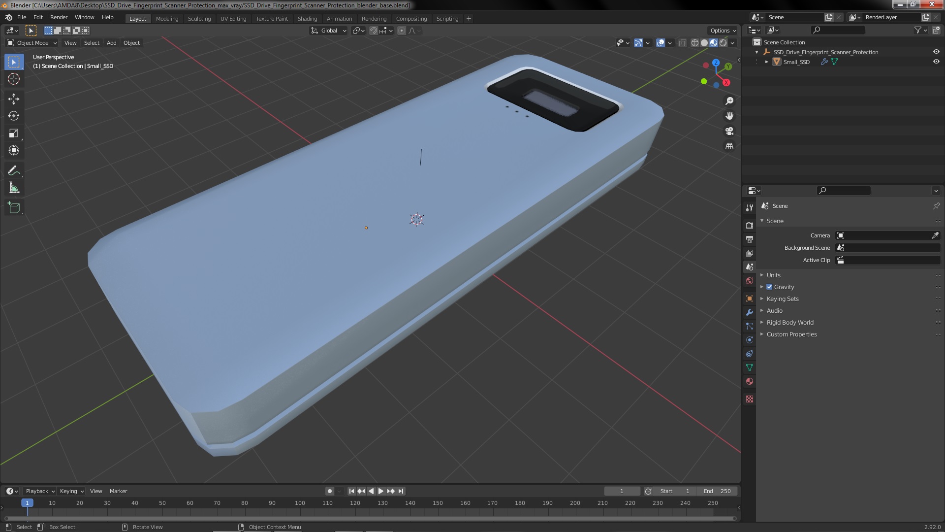 3D model SSD Drive Fingerprint Scanner Protection