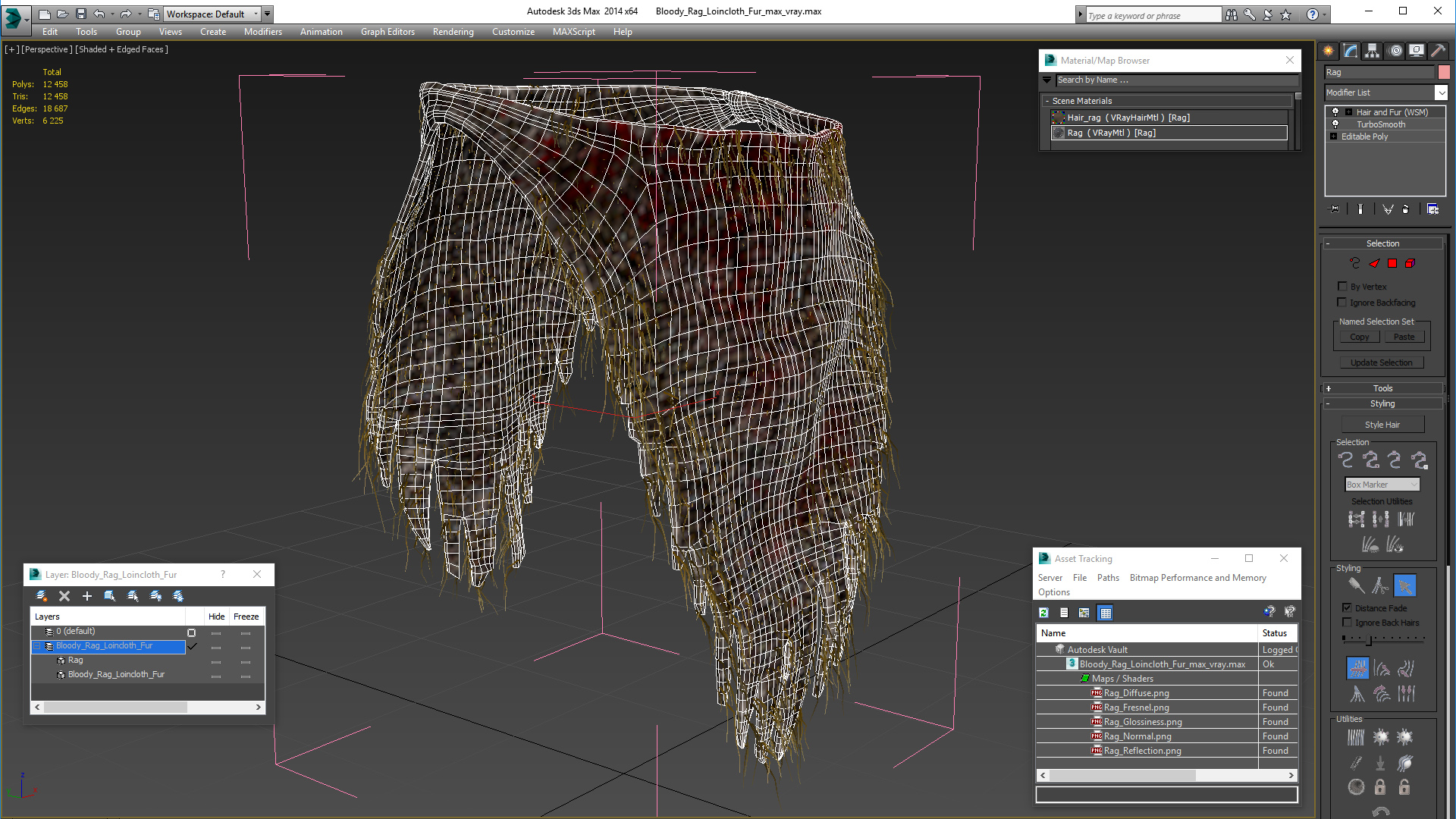 Bloody Rag Loincloth Fur 3D model