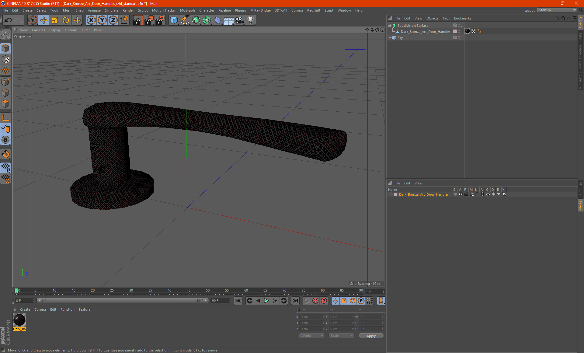 3D Dark Bronze Arc Door Handles model