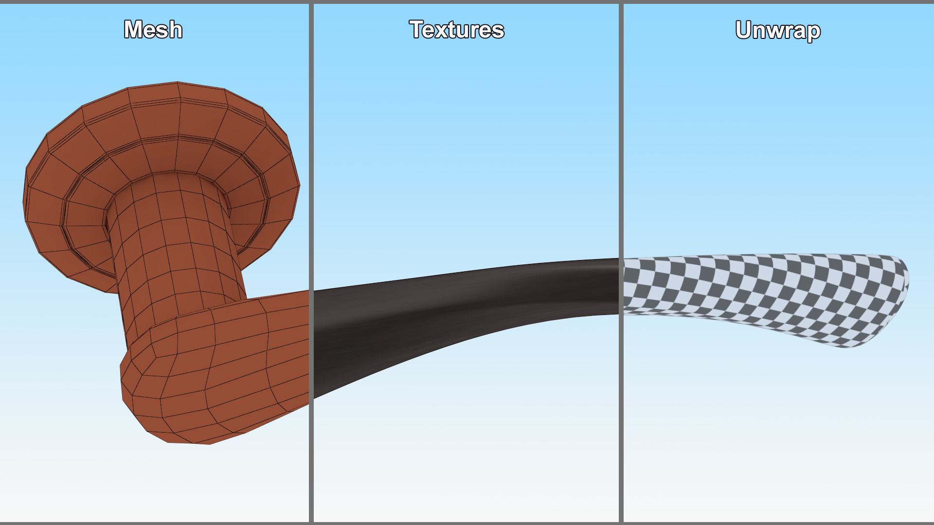 3D Dark Bronze Arc Door Handles model